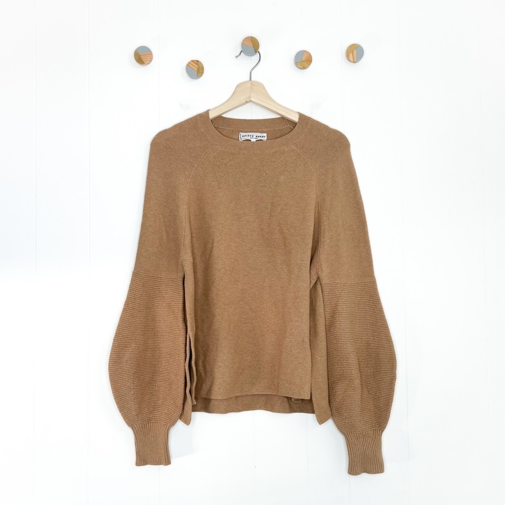 Apiece Apart Cotton Cashmere Tan Camel Sweater Crew